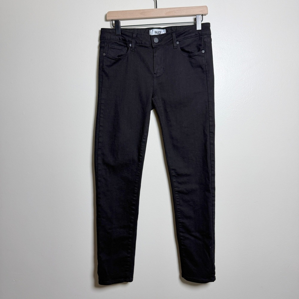 Paige Women Cotton Skyline Ankle Peg 29 Black Skinny Jeans